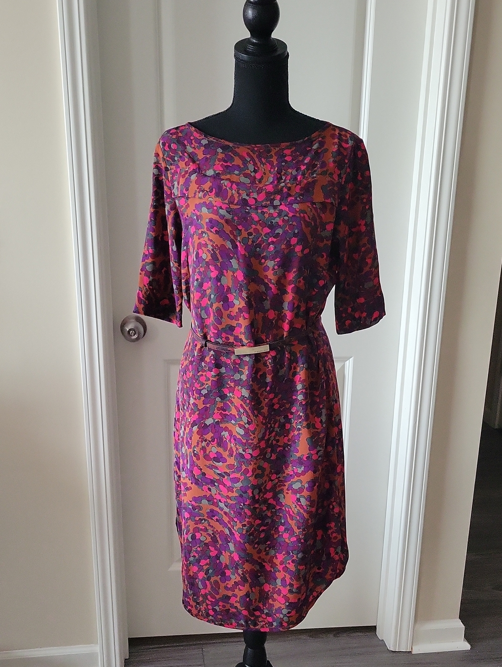 RACHEL Rachel Roy Multicolor Pink Purple Orange Print Midi Dress